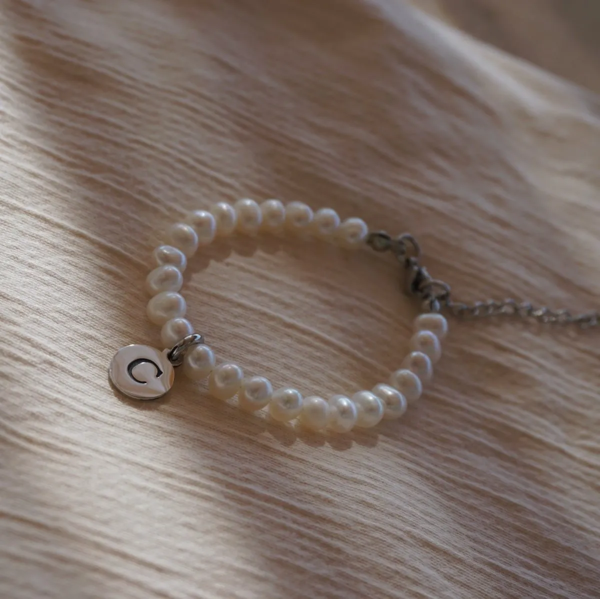 Freshwater Pearl Bracelets with Letter Pendant