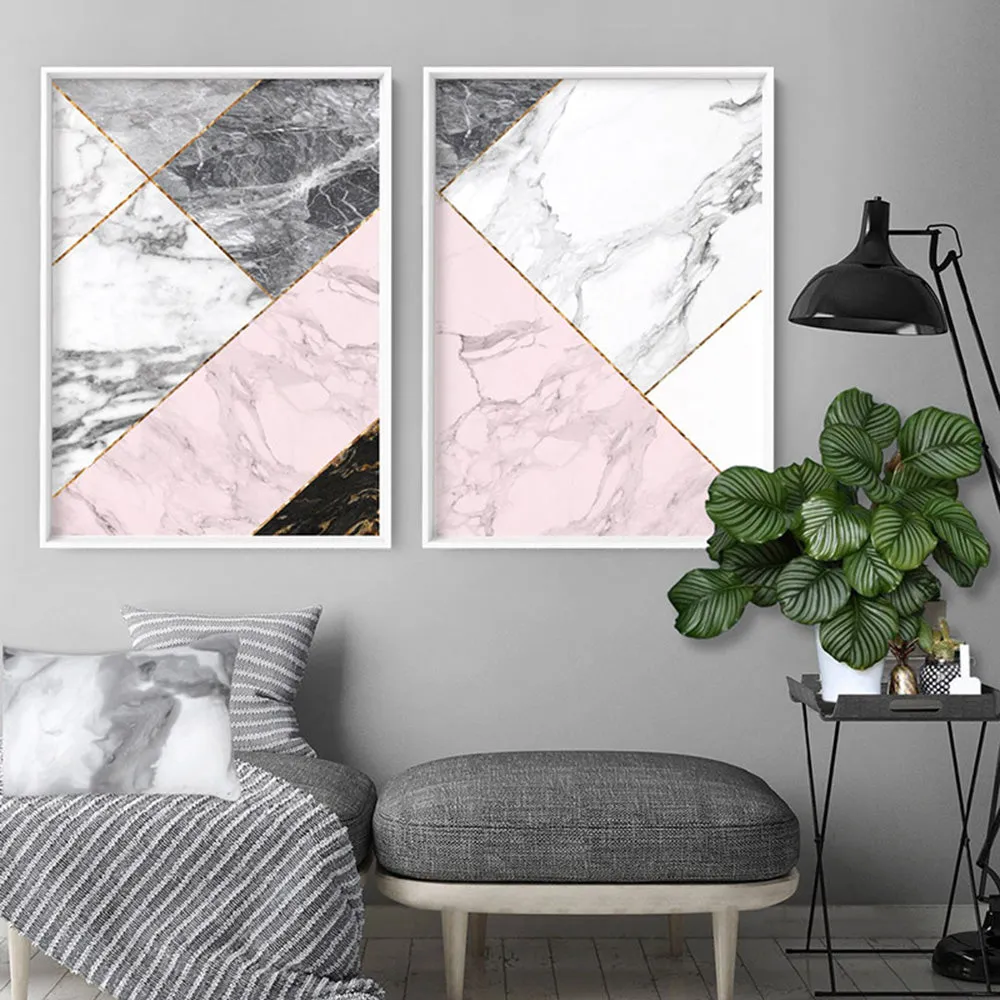 Geometric Marble Slices I - Art Print