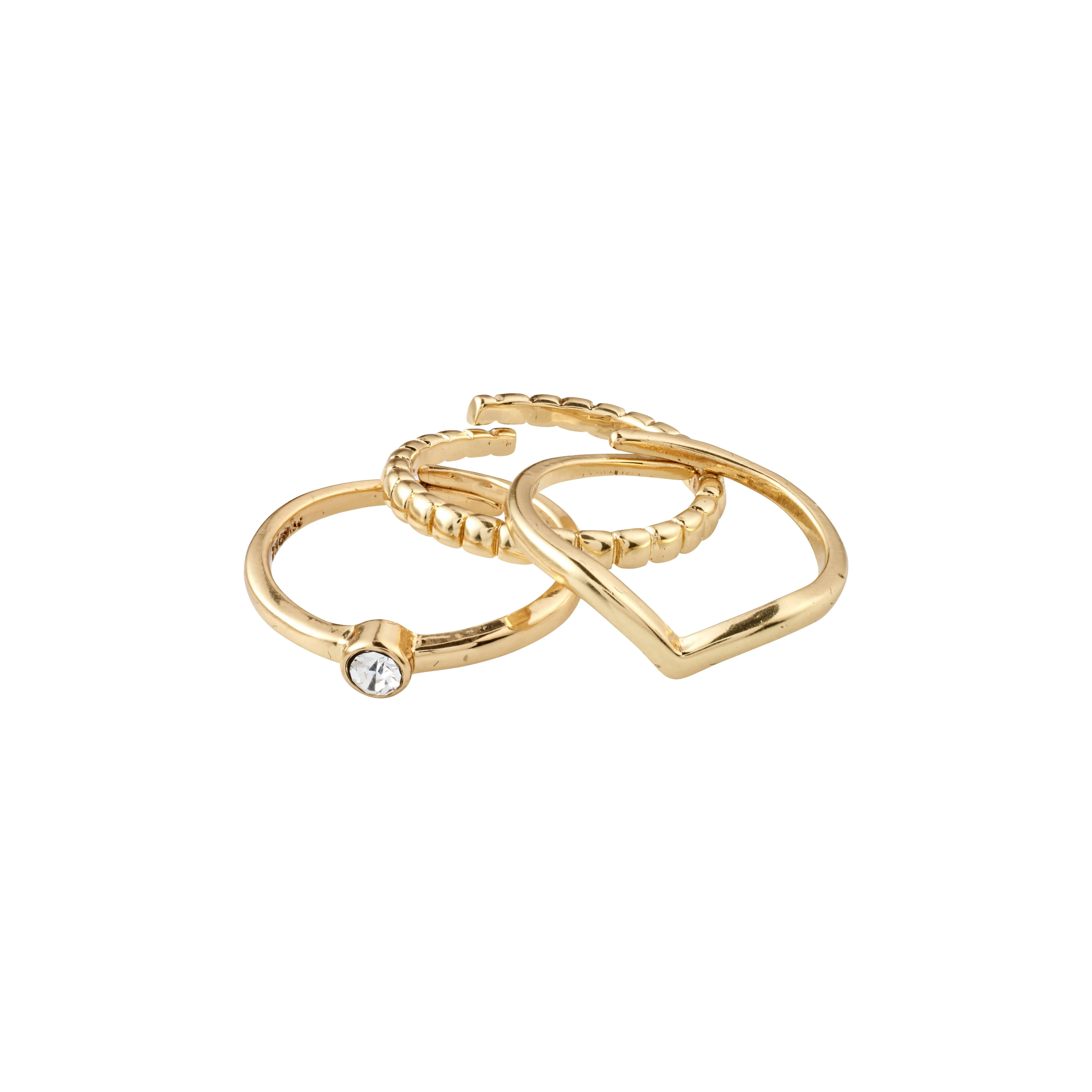 GIFT SET, recycled 3-in-1 set, stack rings, gold-plated