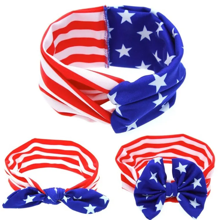 Girls American Flag Print Headbands