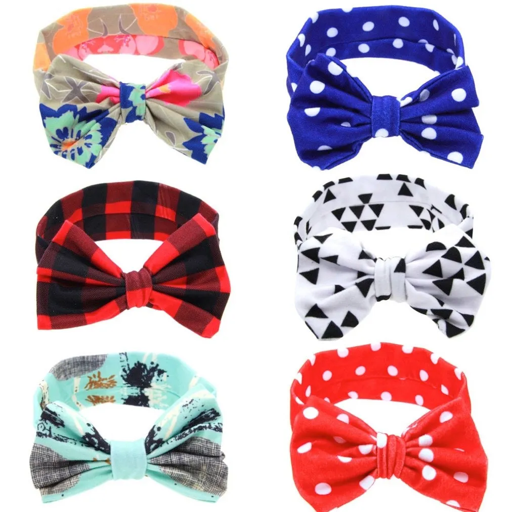 Girls Butterfly Bowknot Elastic Print Headband