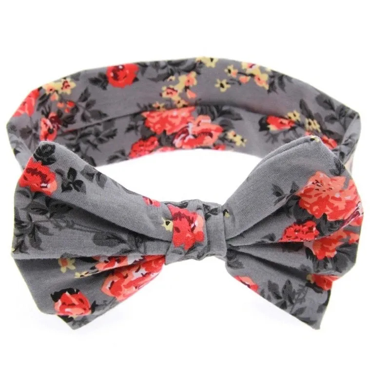 Girls Butterfly Bowknot Elastic Print Headband