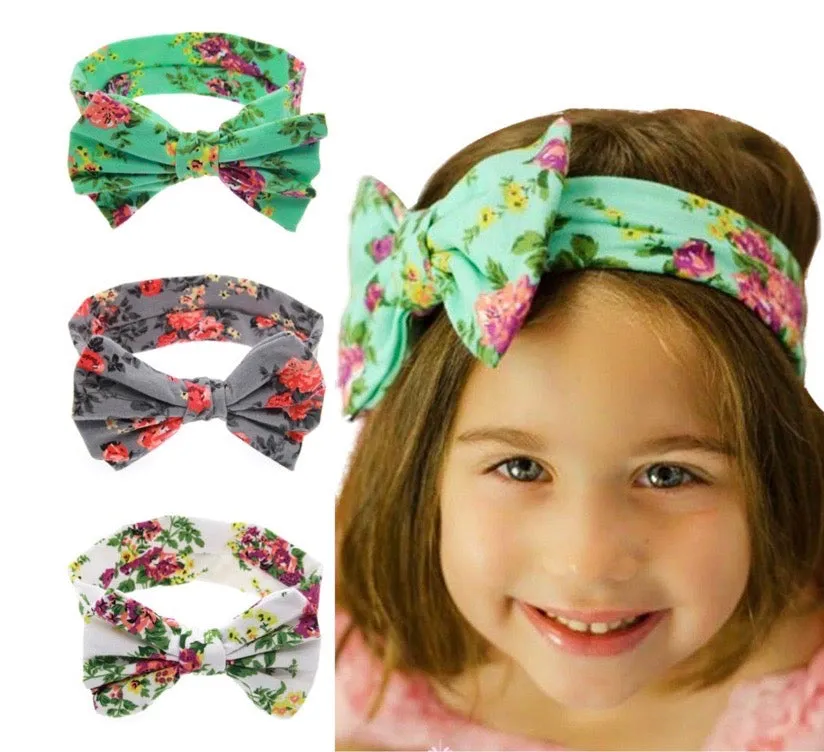 Girls Butterfly Bowknot Elastic Print Headband