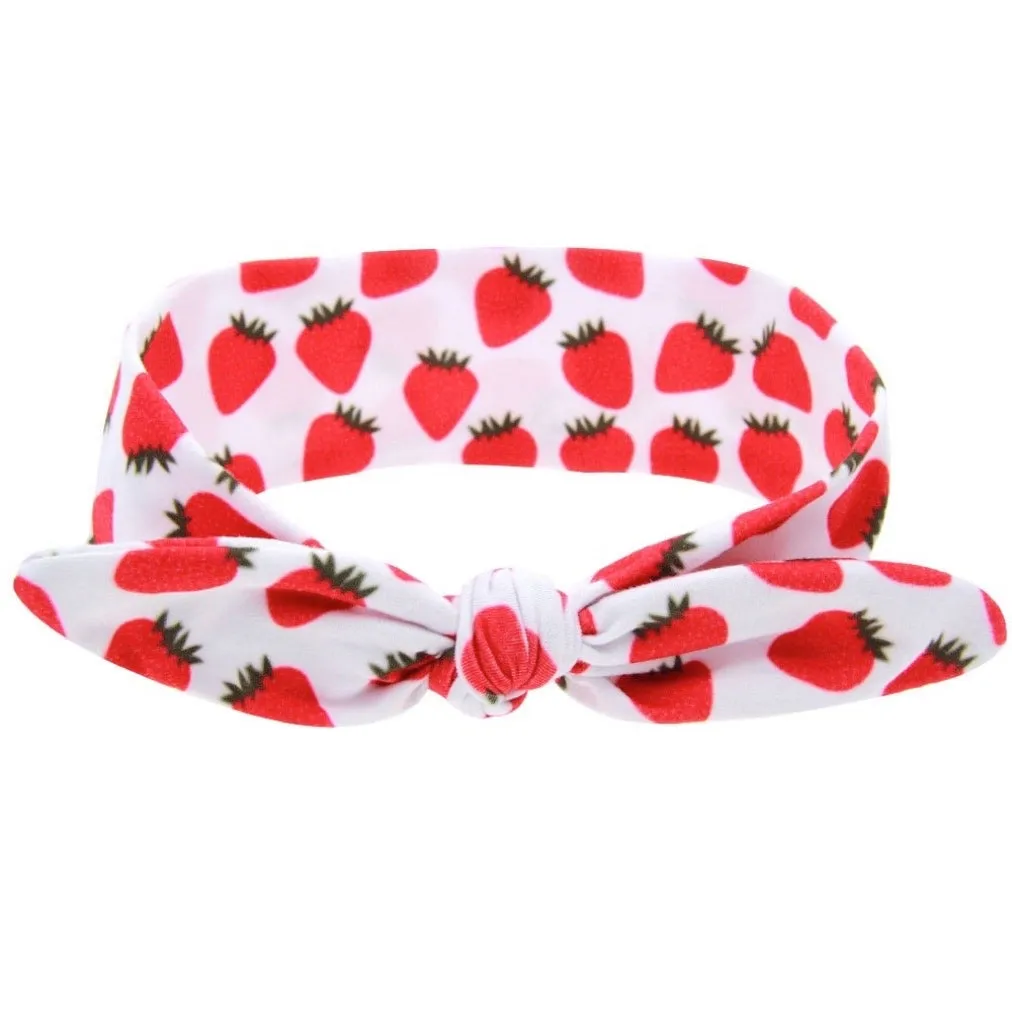 Girls Fruit Print Bowknot Tie Headband