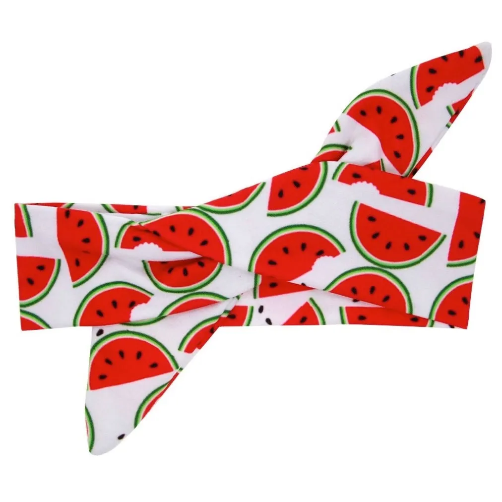 Girls Fruit Print Bowknot Tie Headband