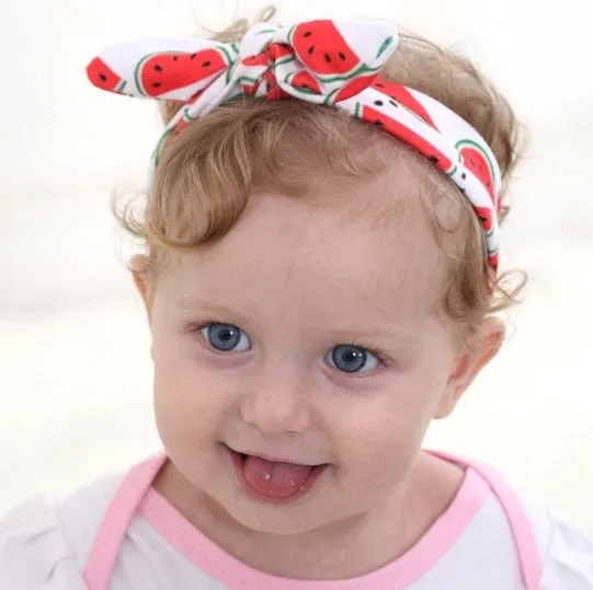 Girls Fruit Print Bowknot Tie Headband