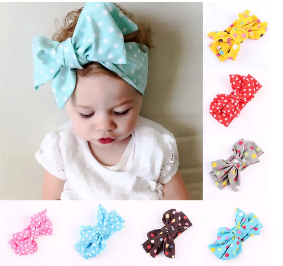 Girls Polka Dot Bowknot Tie Headband