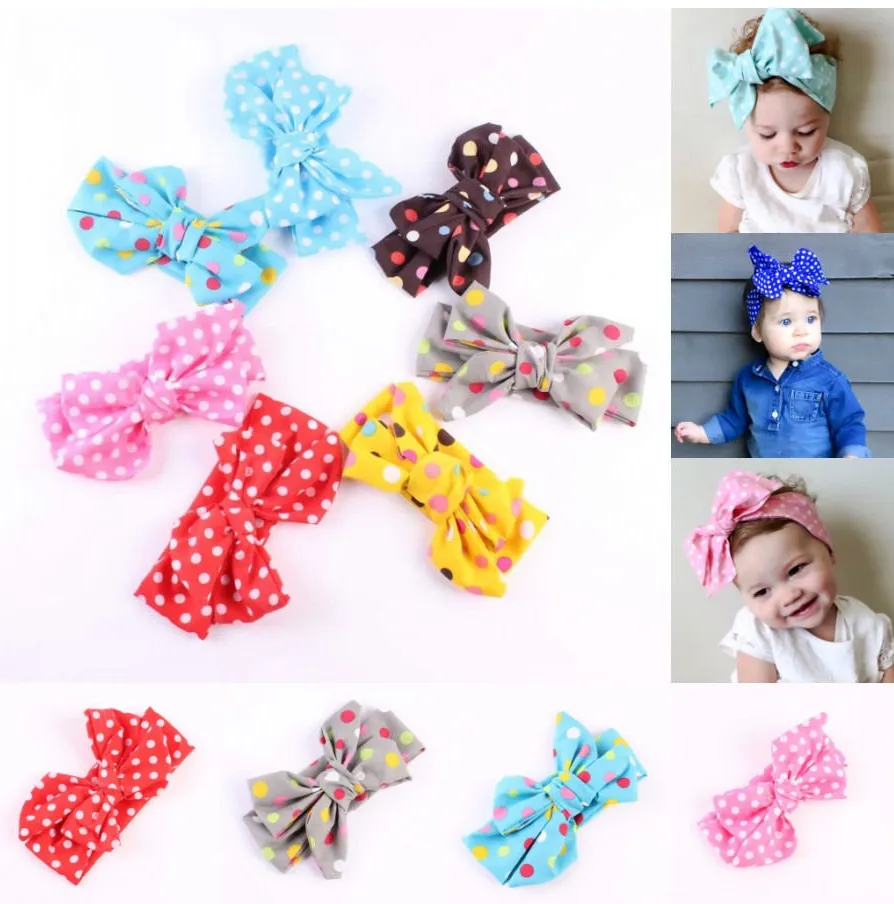 Girls Polka Dot Bowknot Tie Headband