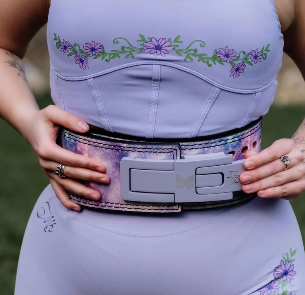 GLITTER OMBRE LEVER WEIGHT LIFTING BELT- PURPLE FAIRY