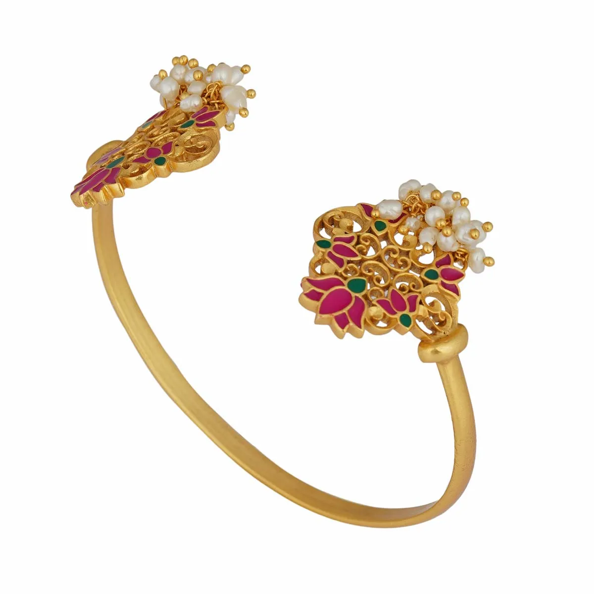 Glory Lotus Cuff Bracelet in Pink Enamel