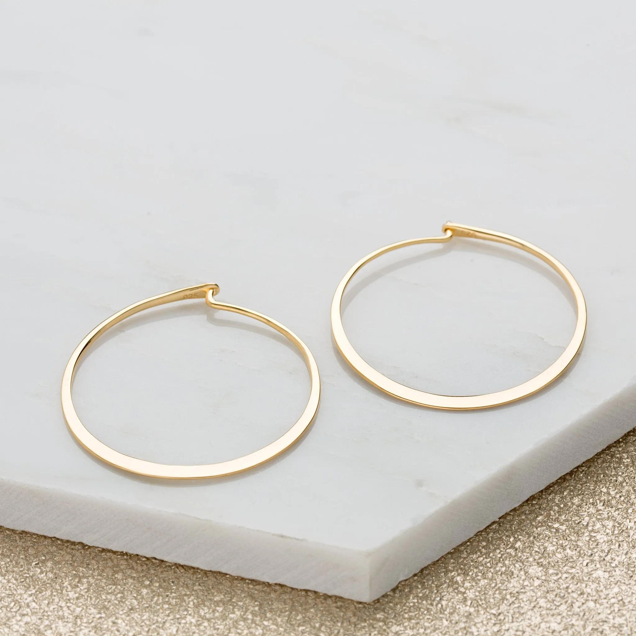 Gold Plated Flat Hoop Earrings