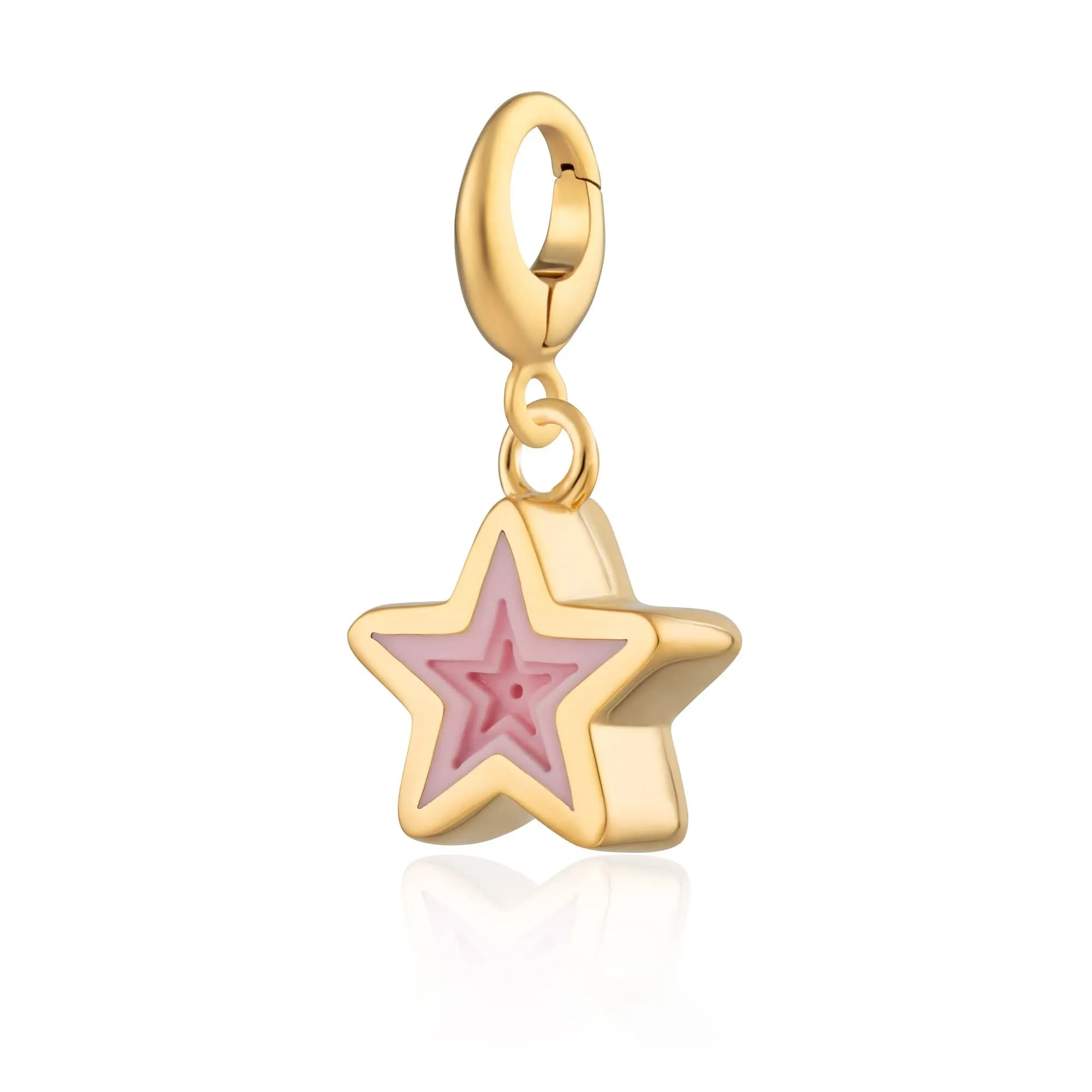 Gold Plated Geometric Pink Star Charm