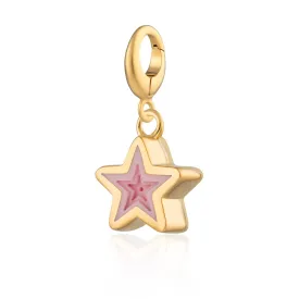 Gold Plated Geometric Pink Star Charm