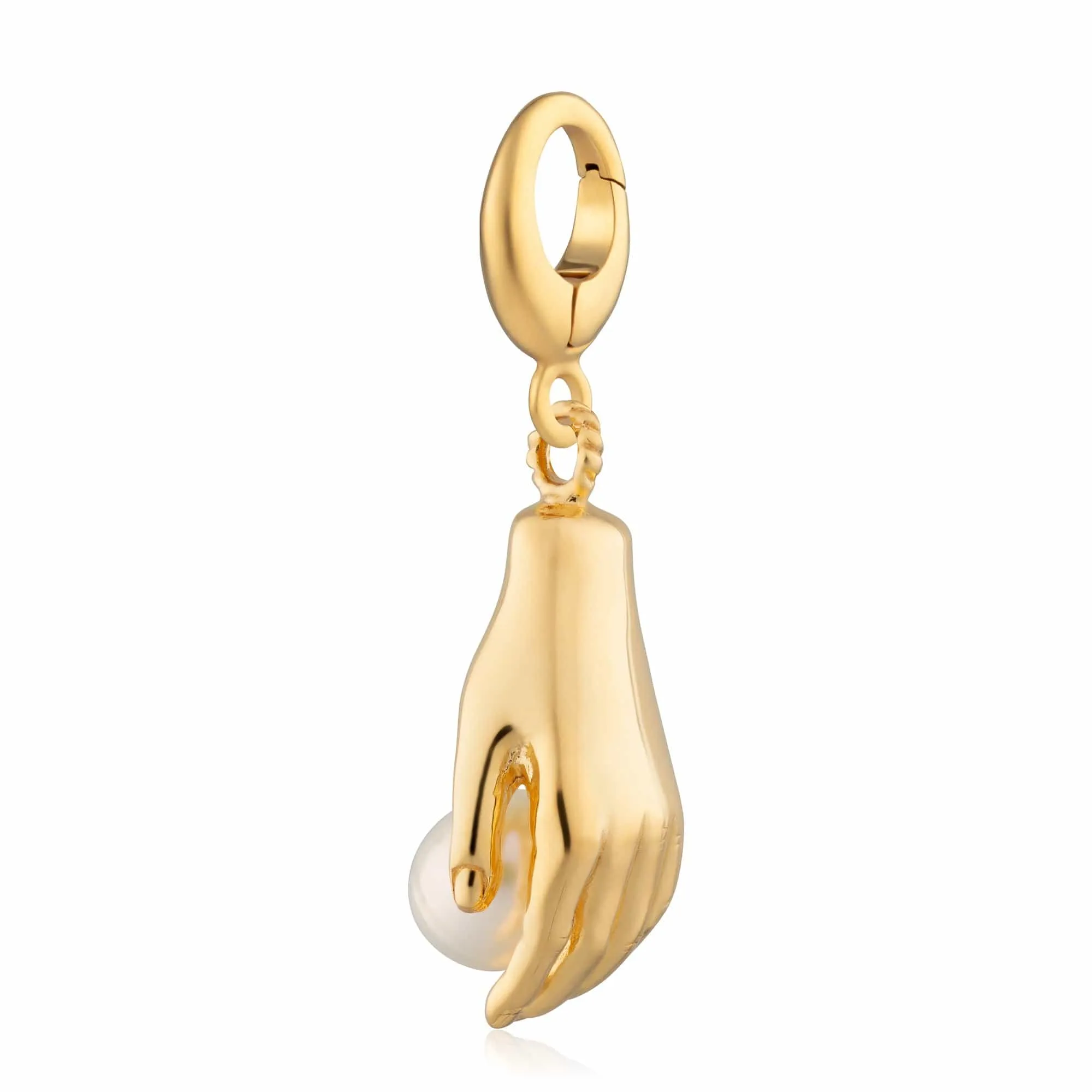 Gold Plated Hand and Pearl Charm