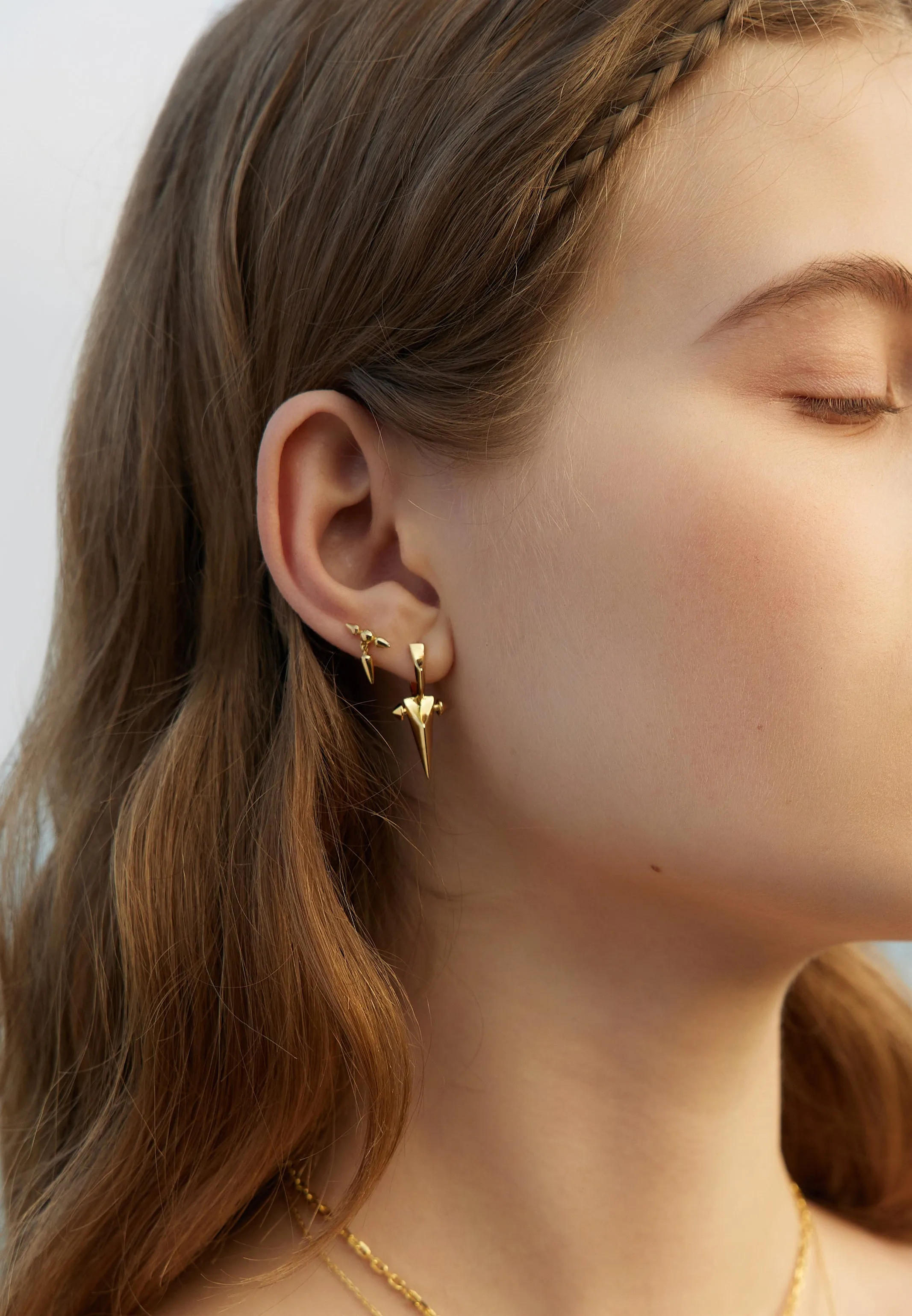 Gold Point Stud Earrings