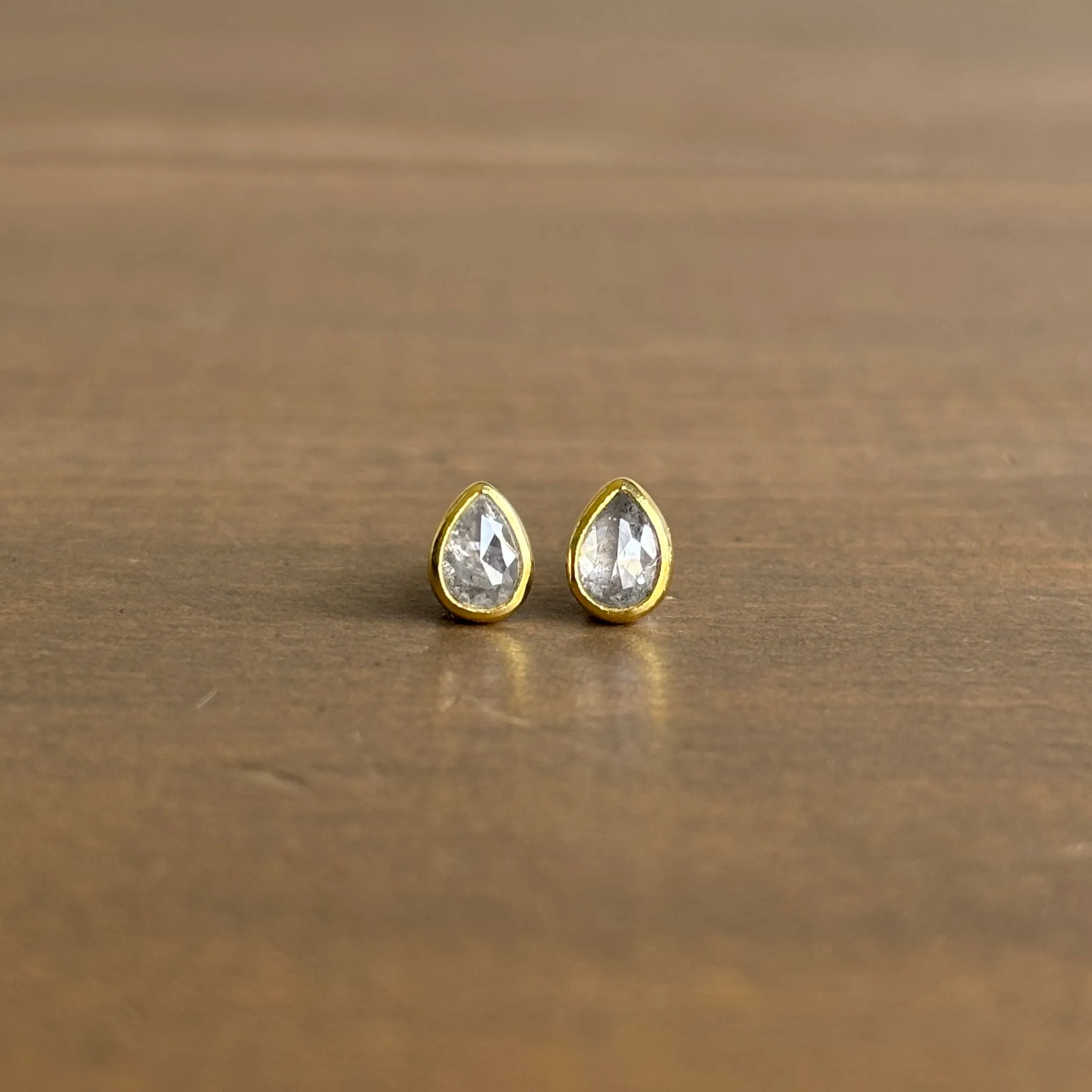 Grey Diamond Teardrop Stud Earrings