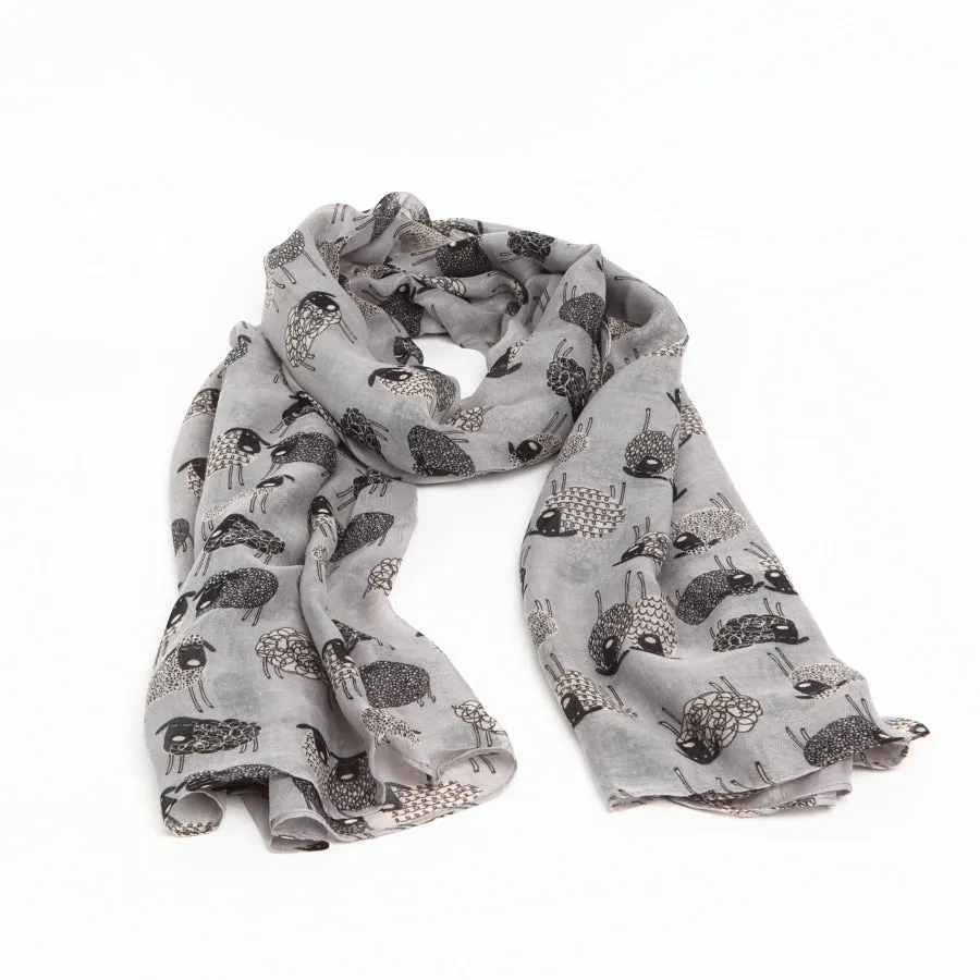 Grey Quirky Sheep Scarf