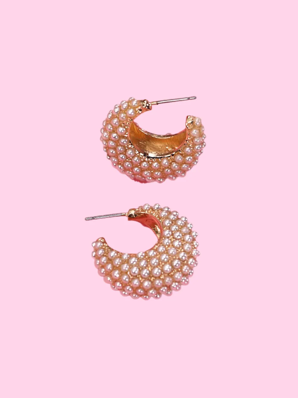 Half Moon Pearl Hoops