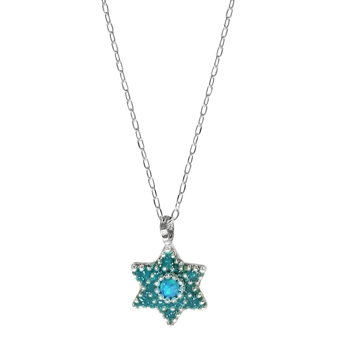 Israeli Minimalist Beaded Star Of David Necklace