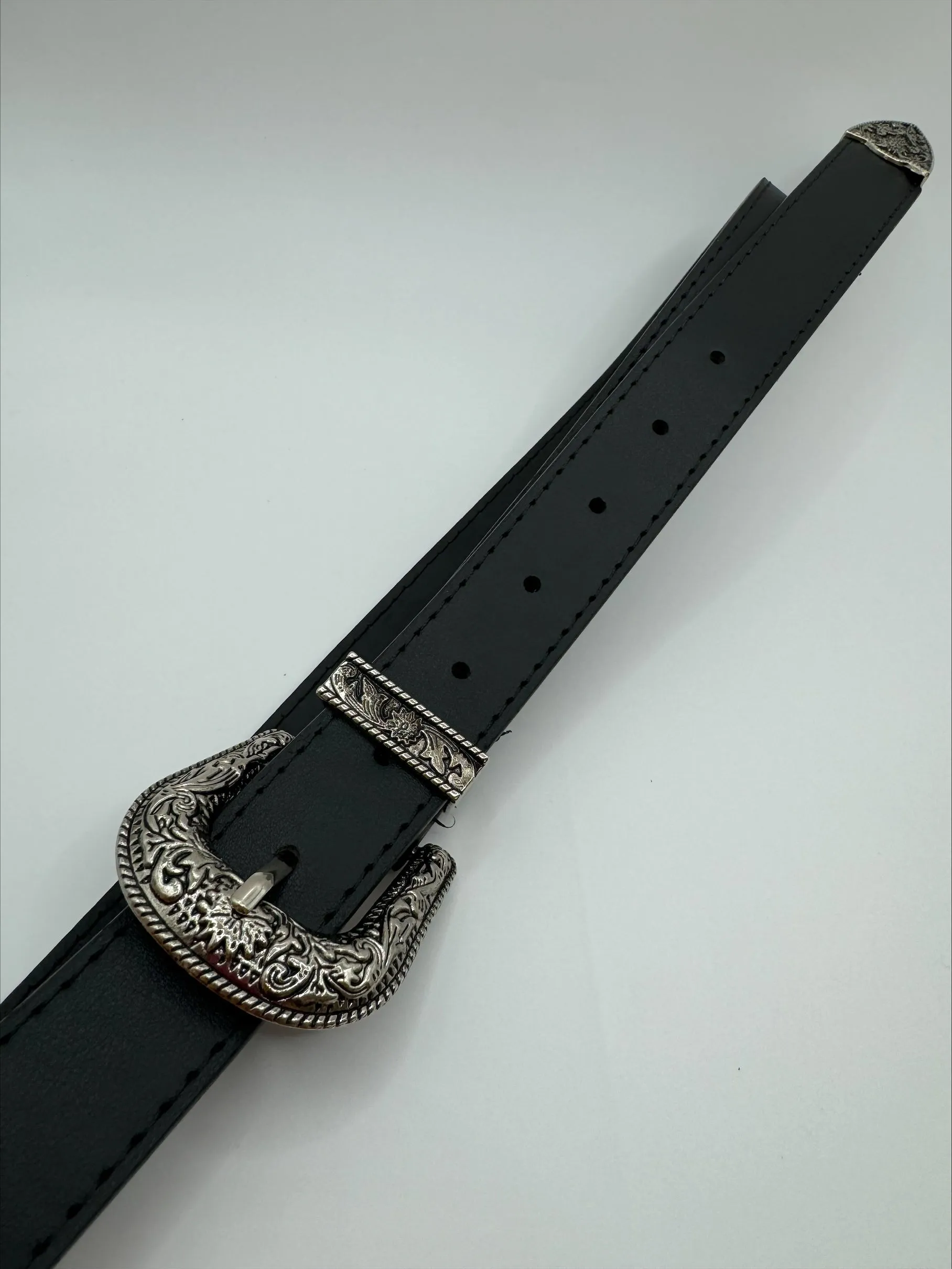 Julia Silver Buckle Black Belt