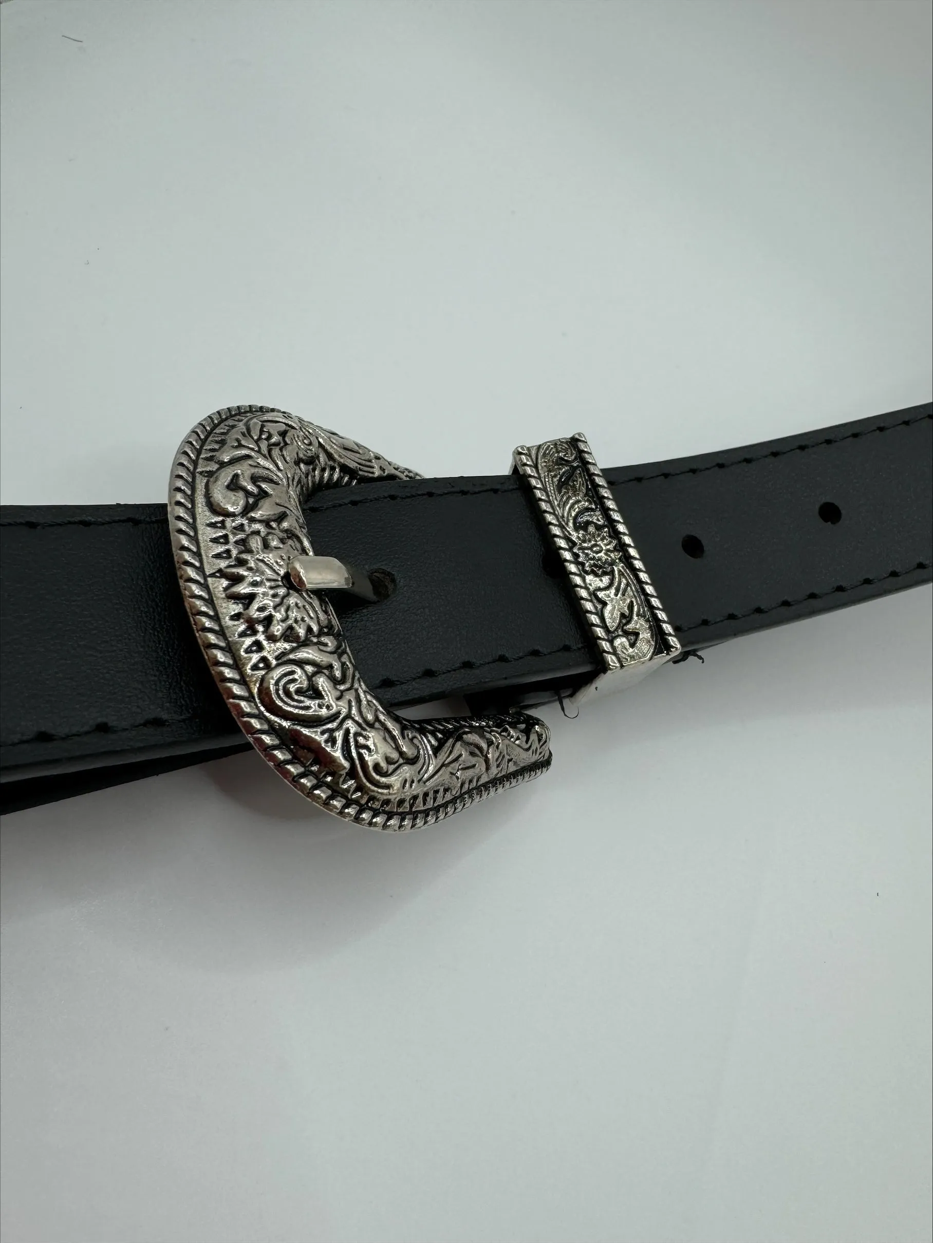 Julia Silver Buckle Black Belt