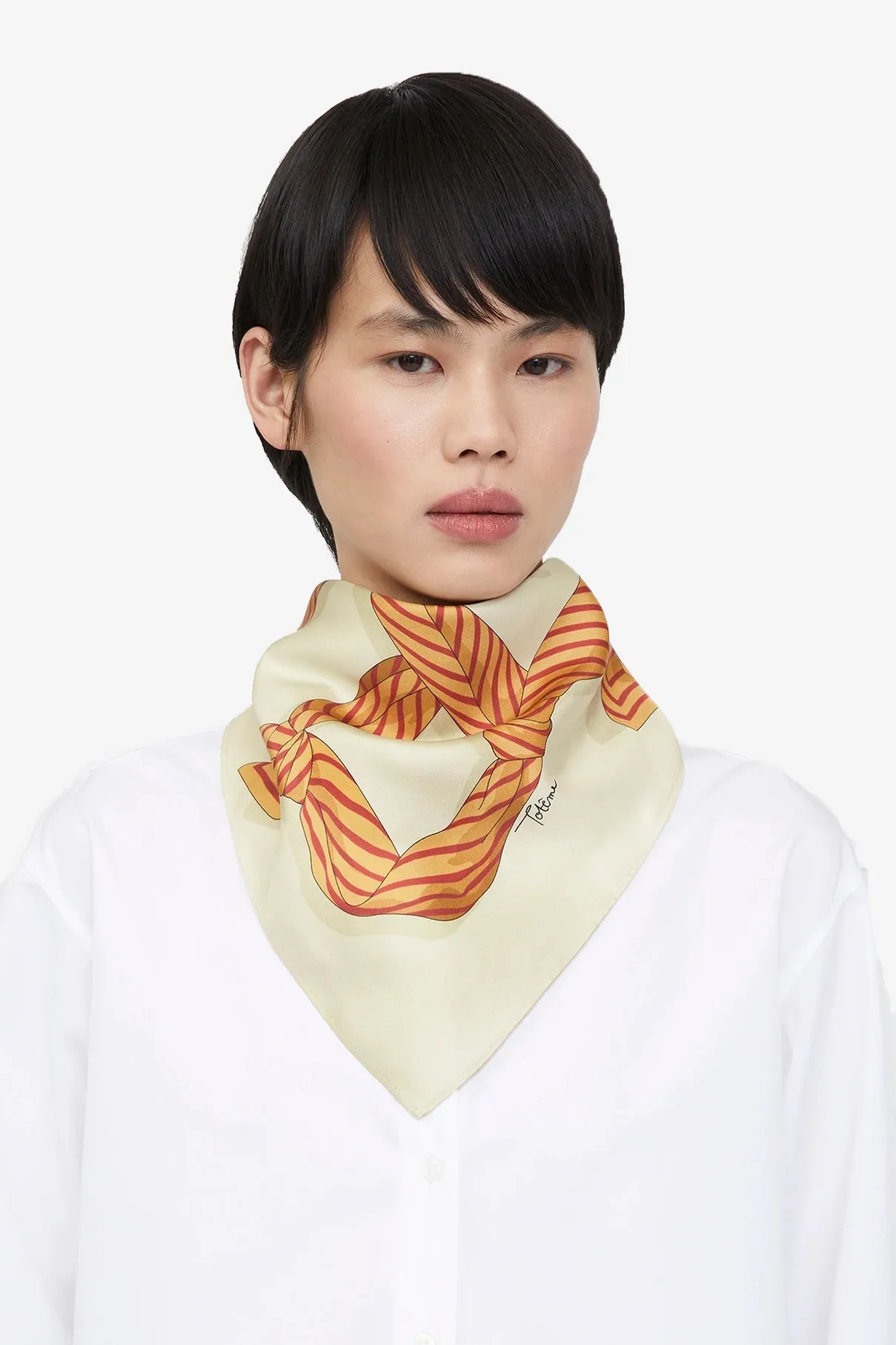 Knotted Monogram Silk Scarf - Bloody Mary