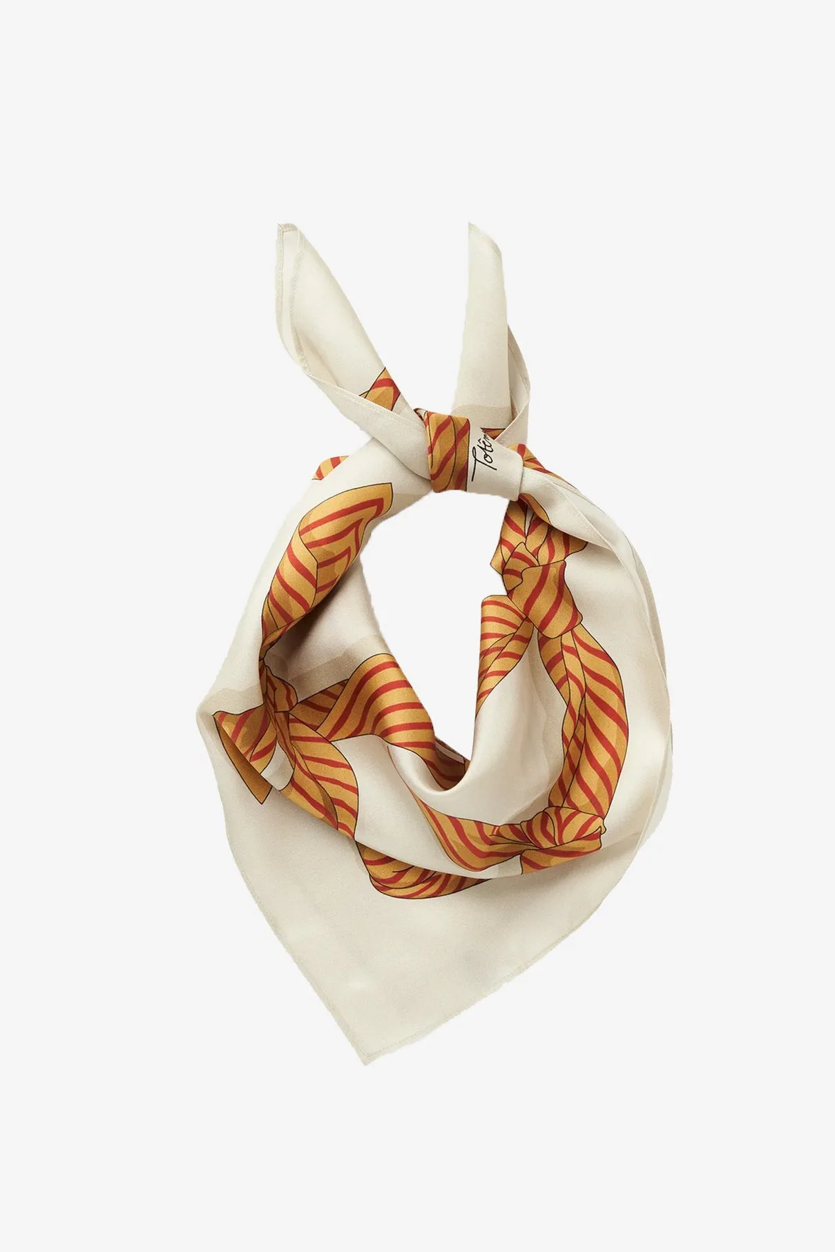 Knotted Monogram Silk Scarf - Bloody Mary