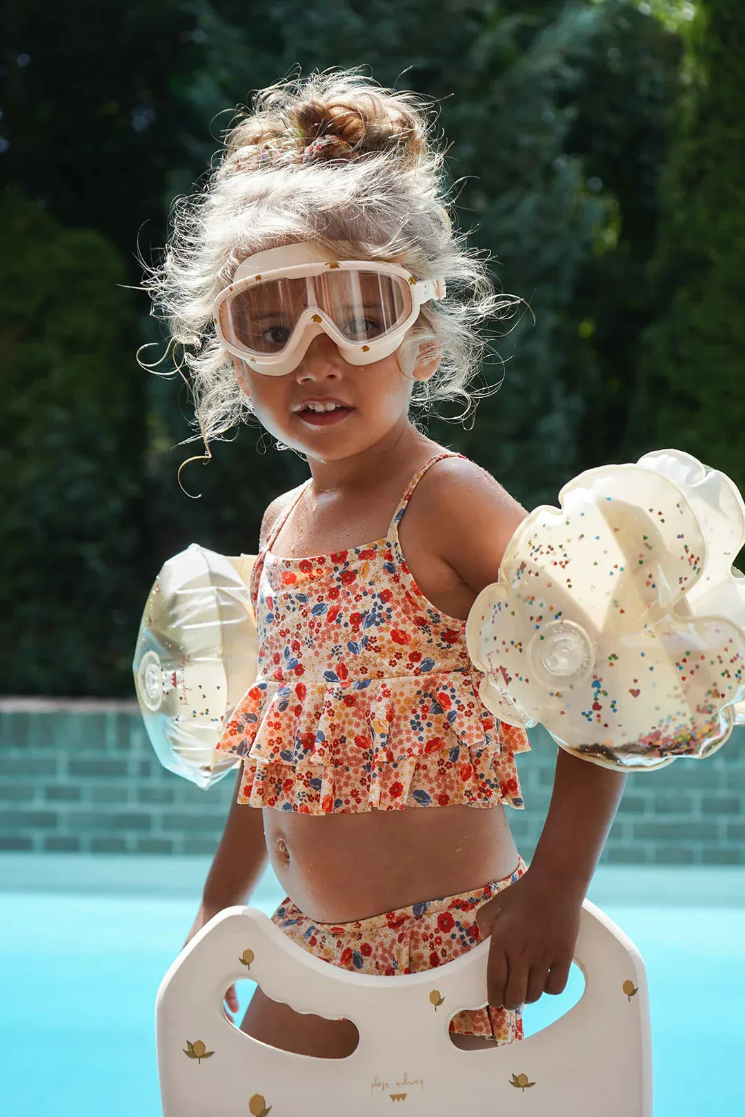 Konges Slojd Heart-Shaped Water Wings - Transparent Cream for Kids