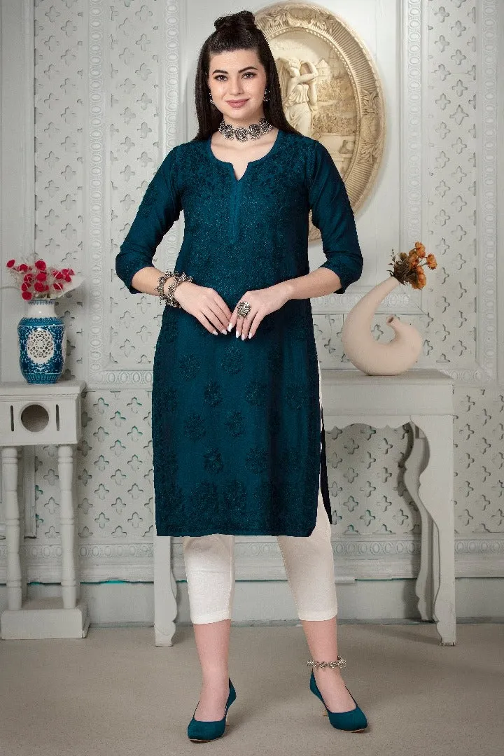 Kyra Chanderi Cotton Chikankari Kurti