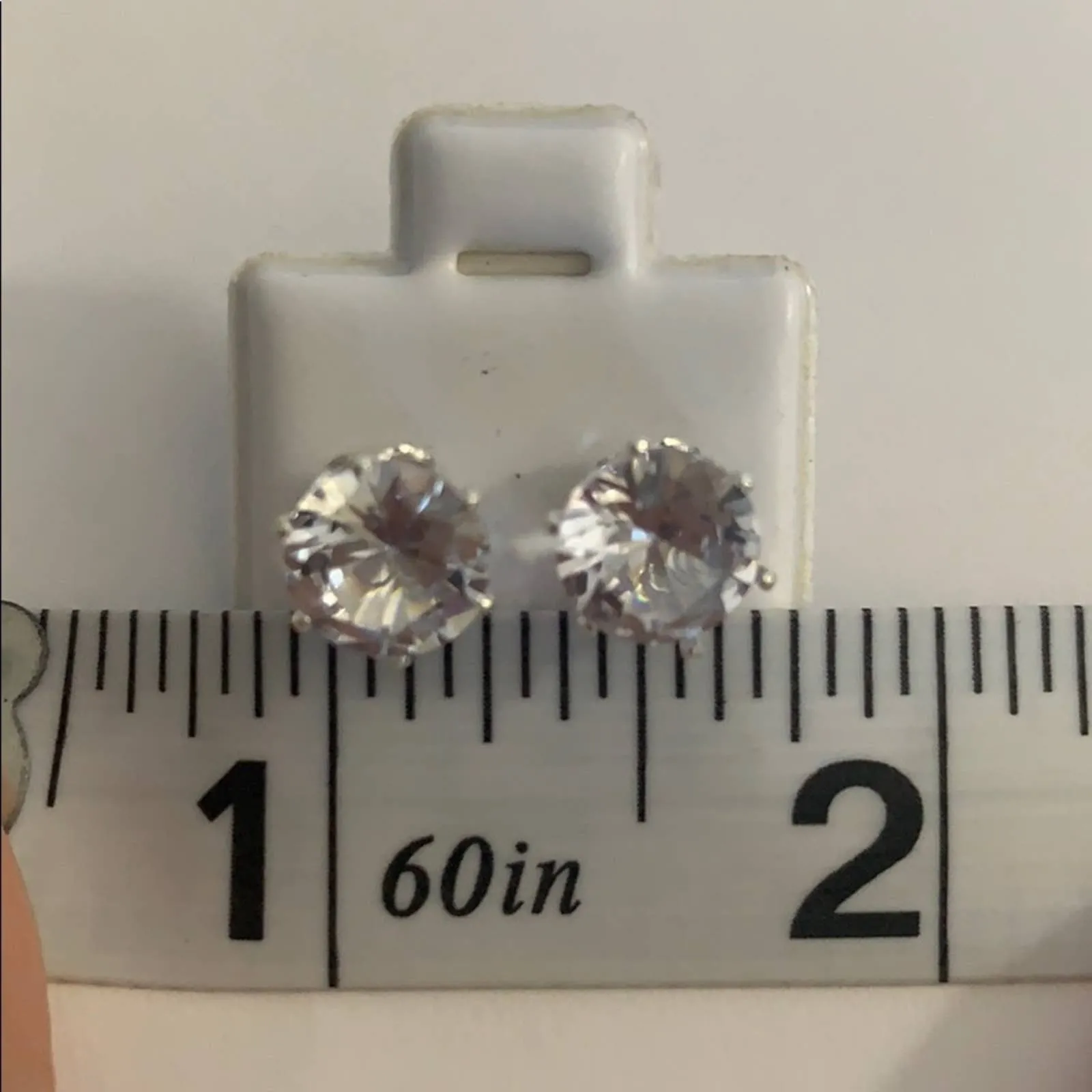 Large Diamond CZ Faux Silver Stud Earrings