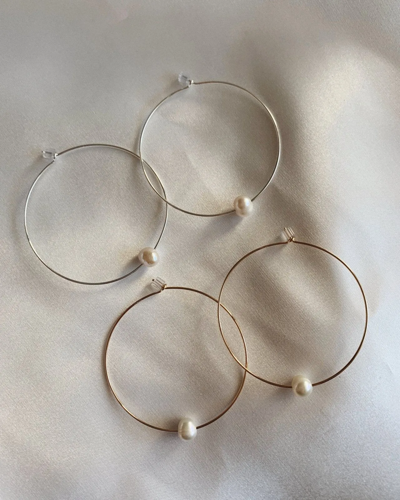 Large Freshwater Pearl Hoop Earrings - 14k Yellow Gold Fill