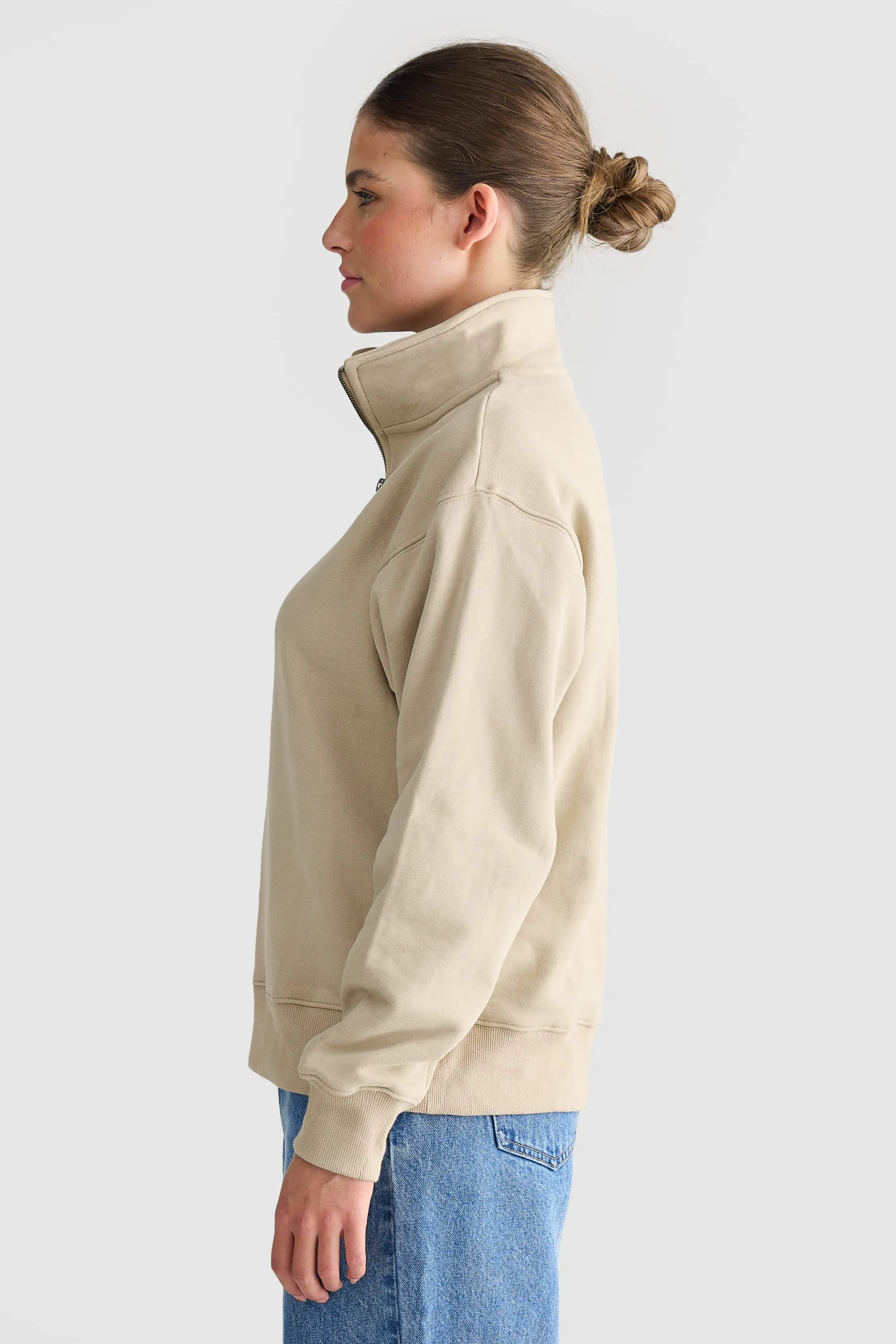 Logo Quarter Zip Taupe