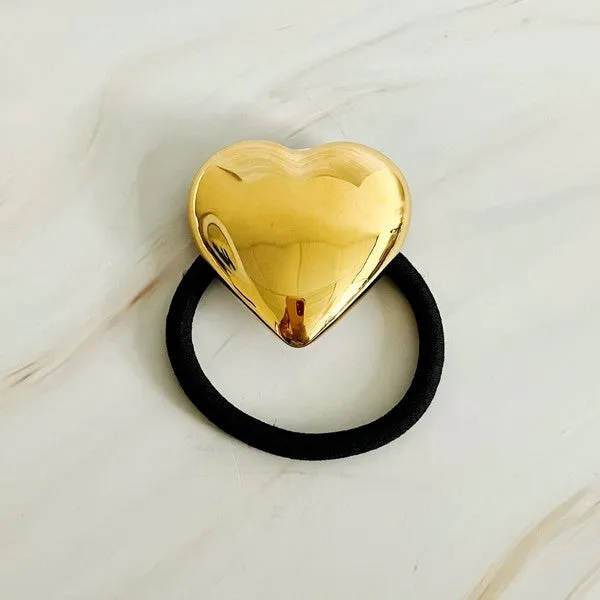 Luxe Golden Heart Hair Tie