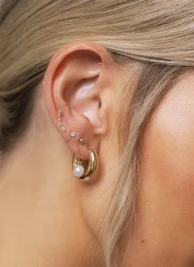 Mae pearl single earstud 14k gold