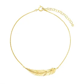 Medium Yellow Gold Feather Necklace