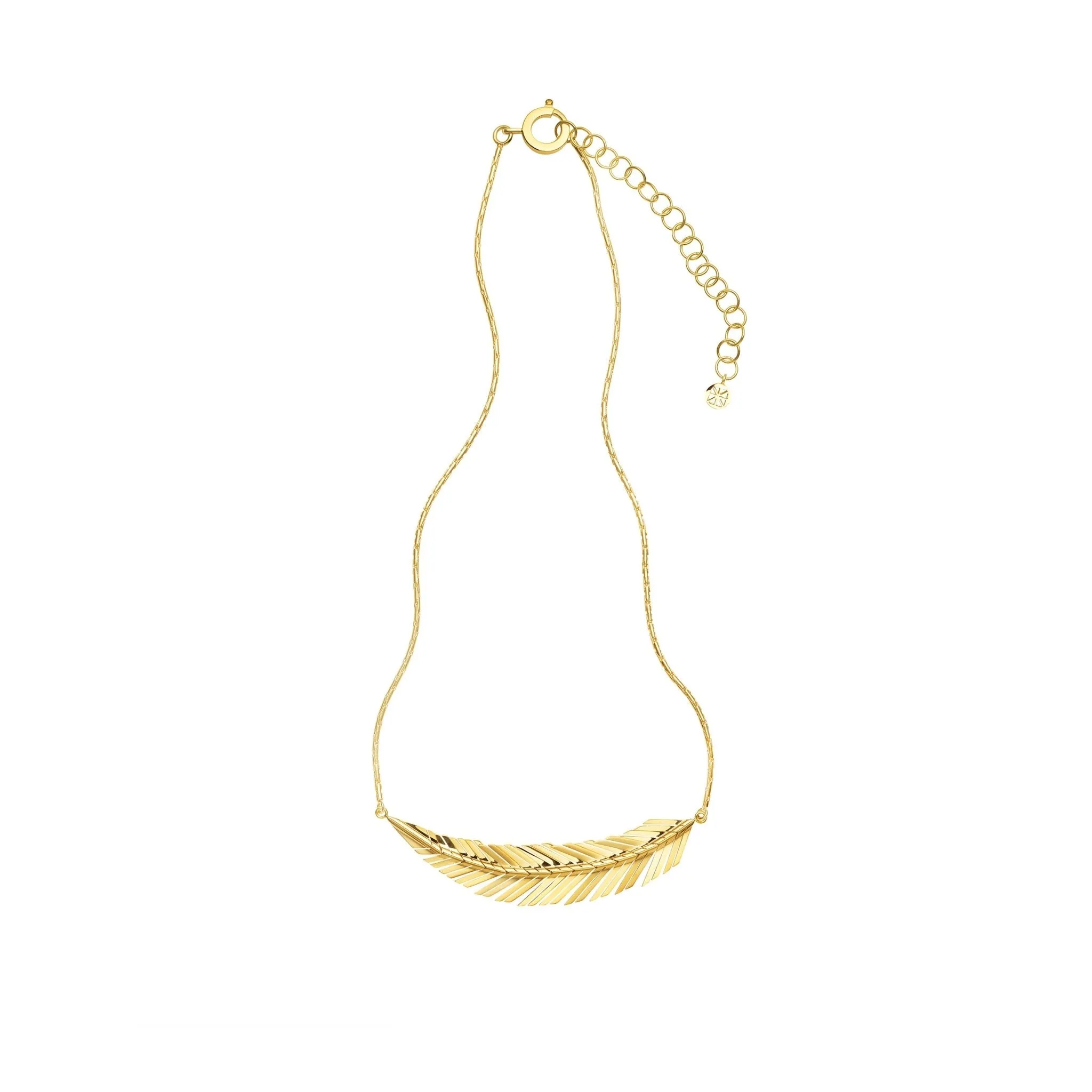 Medium Yellow Gold Feather Necklace