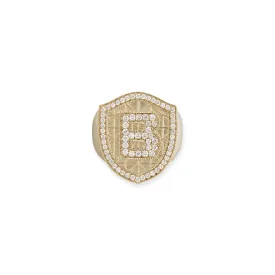 MEN'S PAVE INITIAL GEOMETRIC SIGNET RING