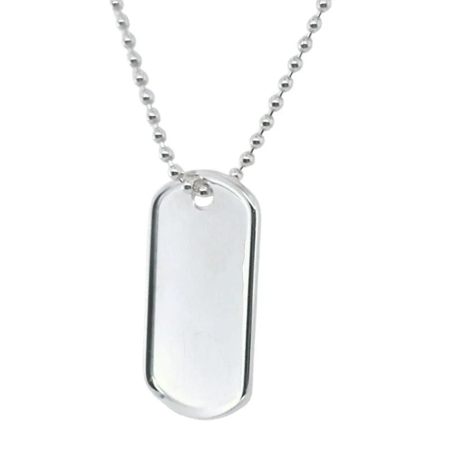 Mens Sterling Silver Large Ridged Dog Tag Personalised