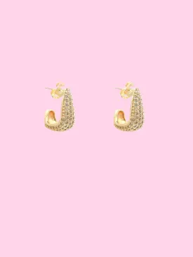 Mini Chunky Cz Rectangle Gold Filled Earrings