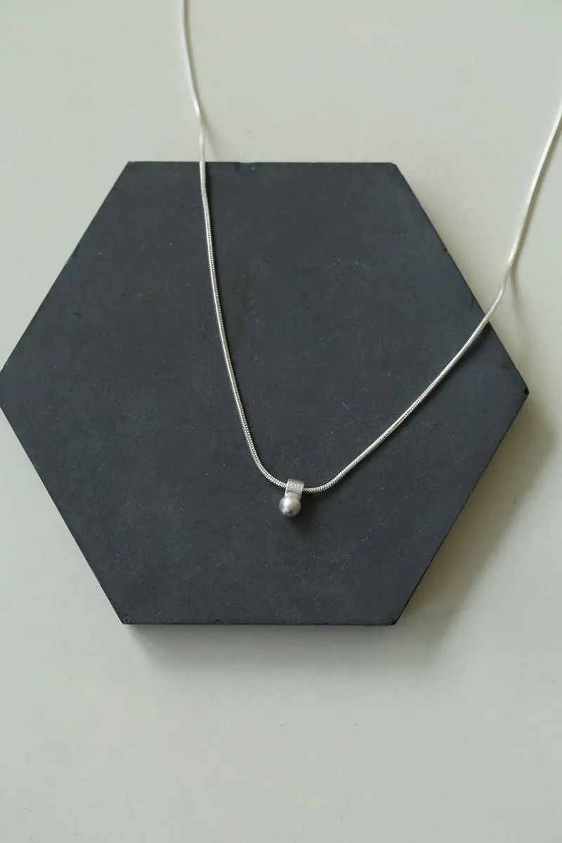 Minimalist Frosted Single Silver Ball Pendant Necklace