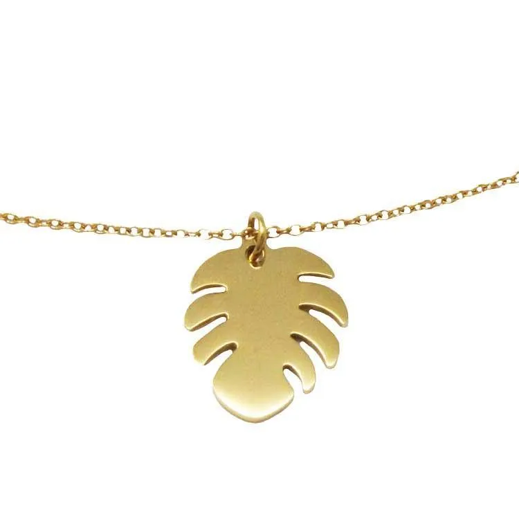 Nanda Monstera Charm Necklace