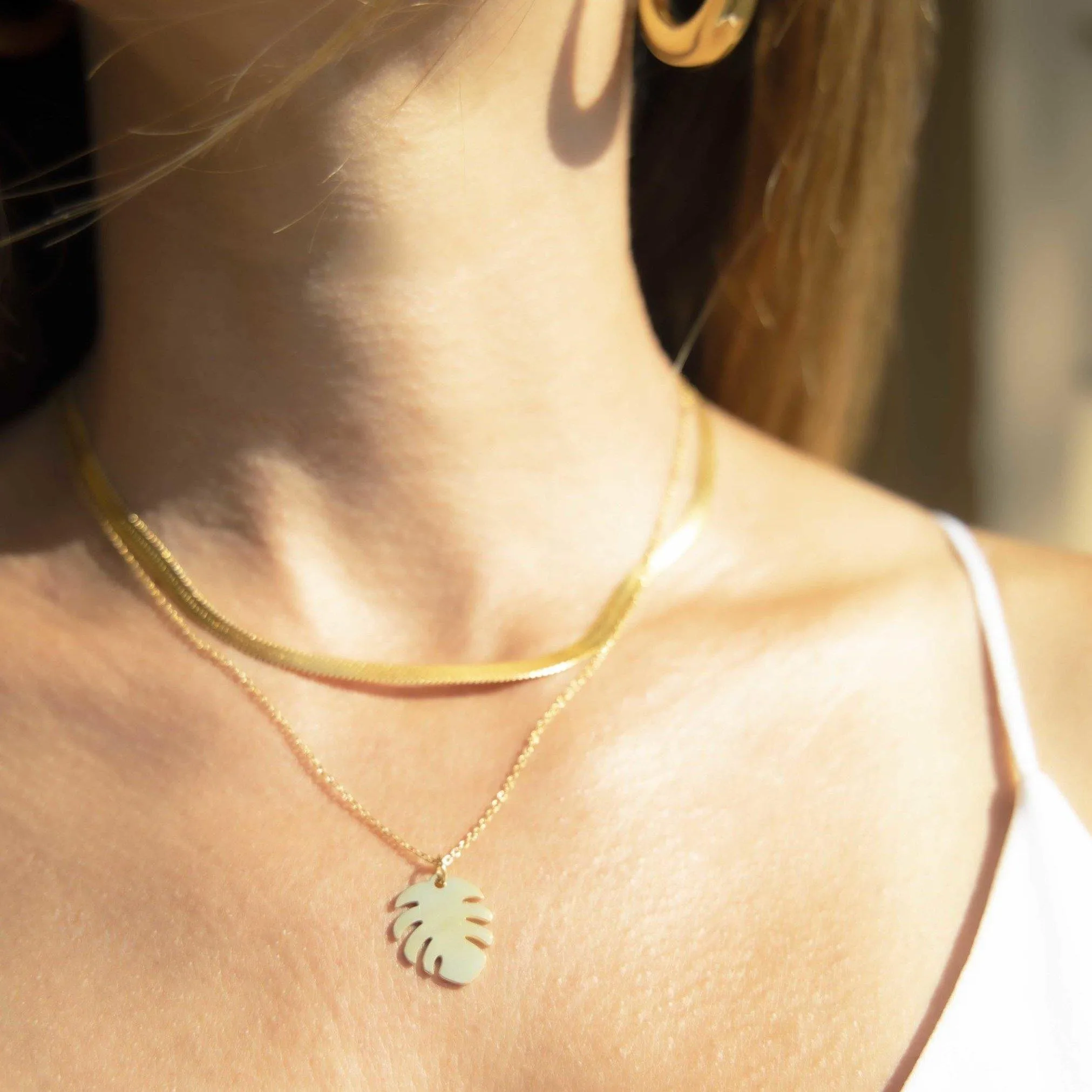 Nanda Monstera Charm Necklace