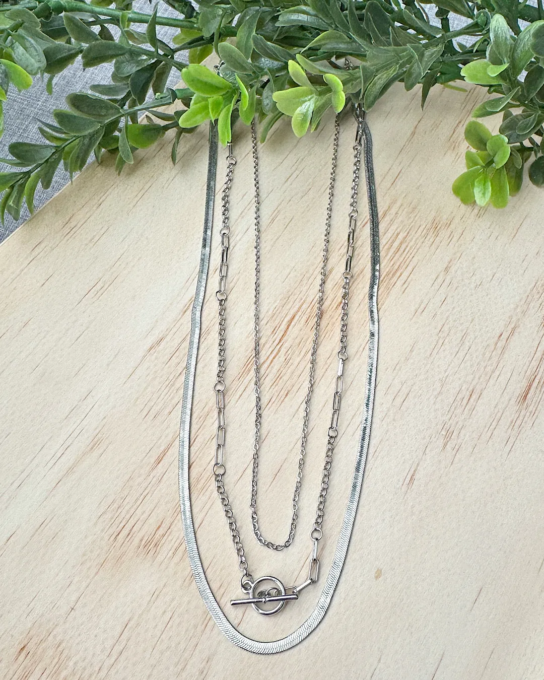 NEW! Trio Silver Chain Necklace