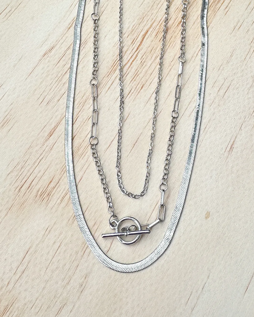 NEW! Trio Silver Chain Necklace