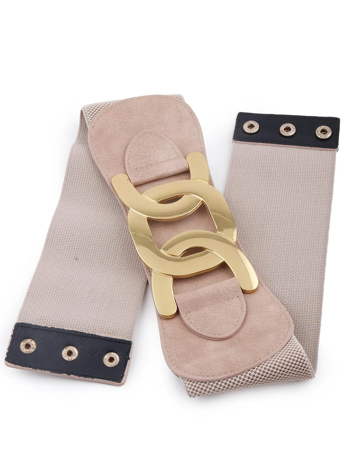 Odette Beige Colour Buckle Belt For Women