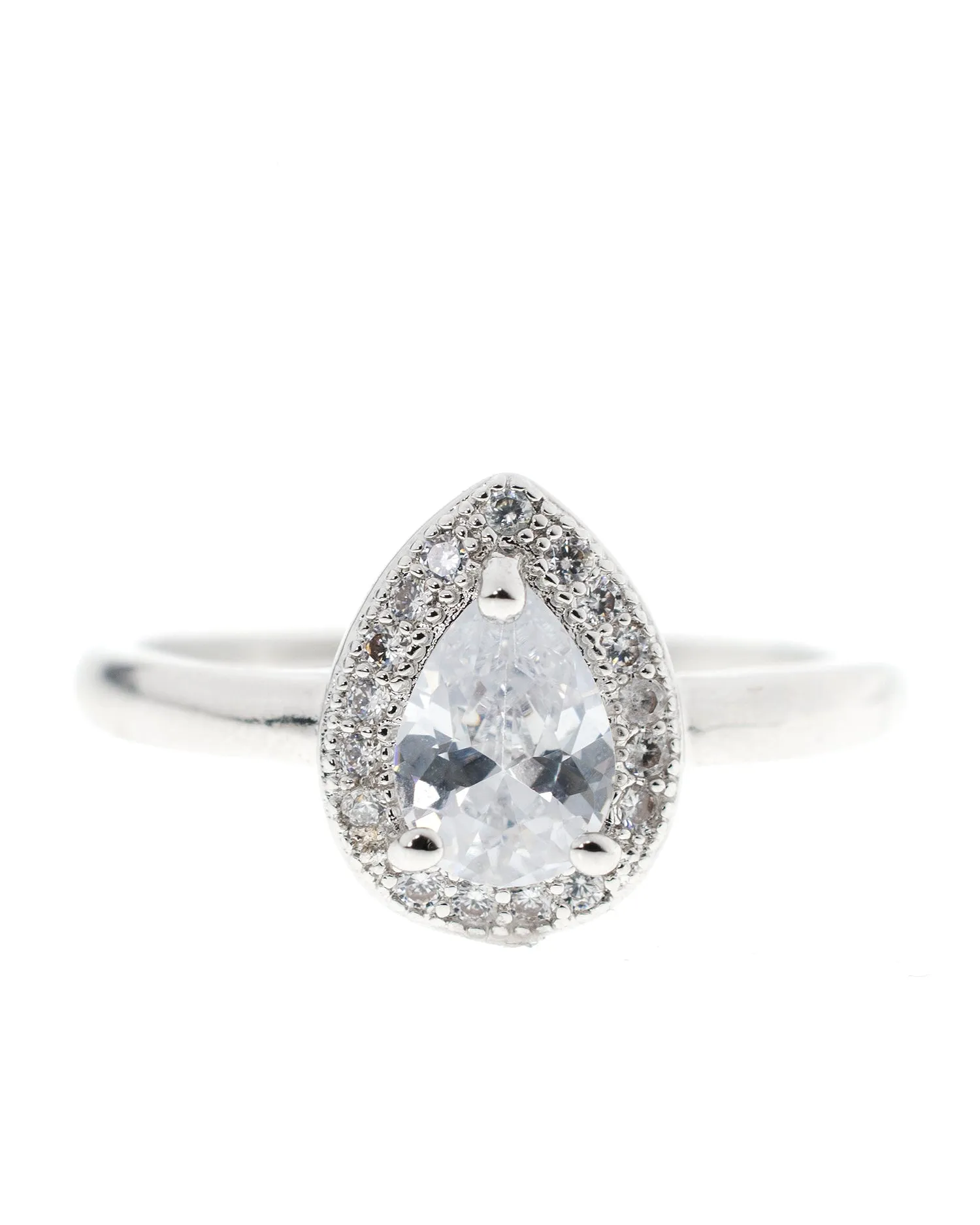 Pear Ring with Halo