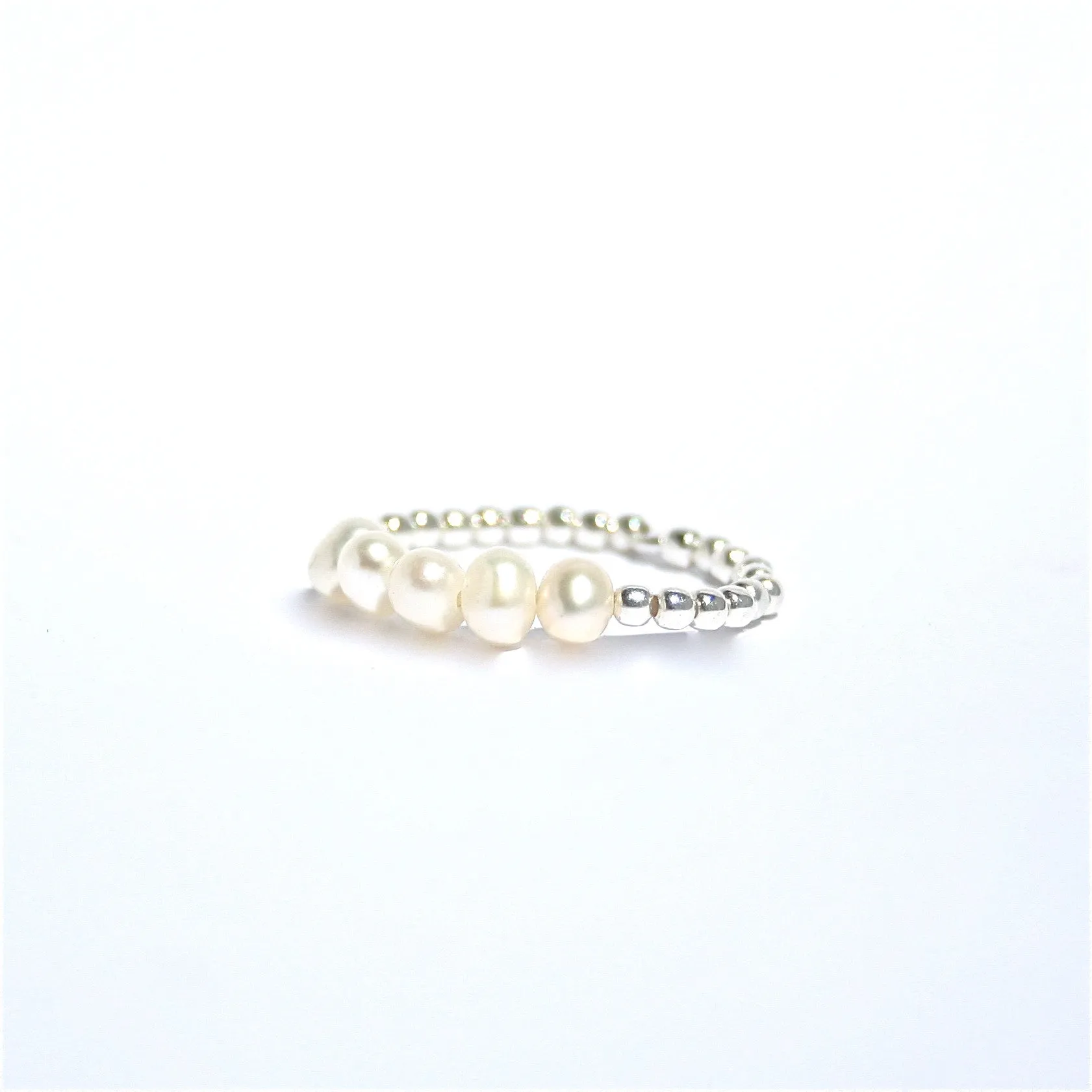 Pearl & Sterling Silver Stretch Ring