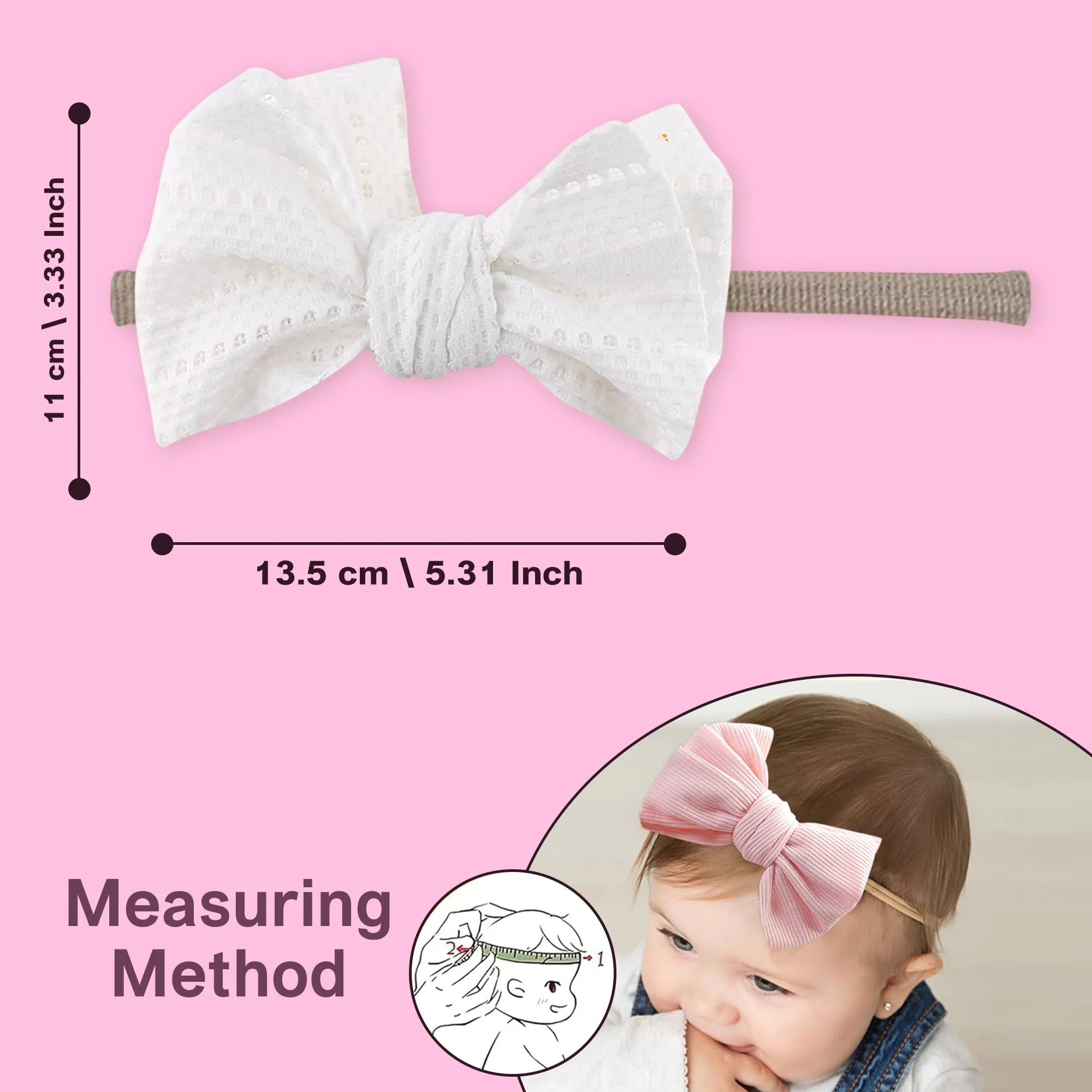 Polka Tots Free Size Bow Headband & Floral Sunglass Set - White