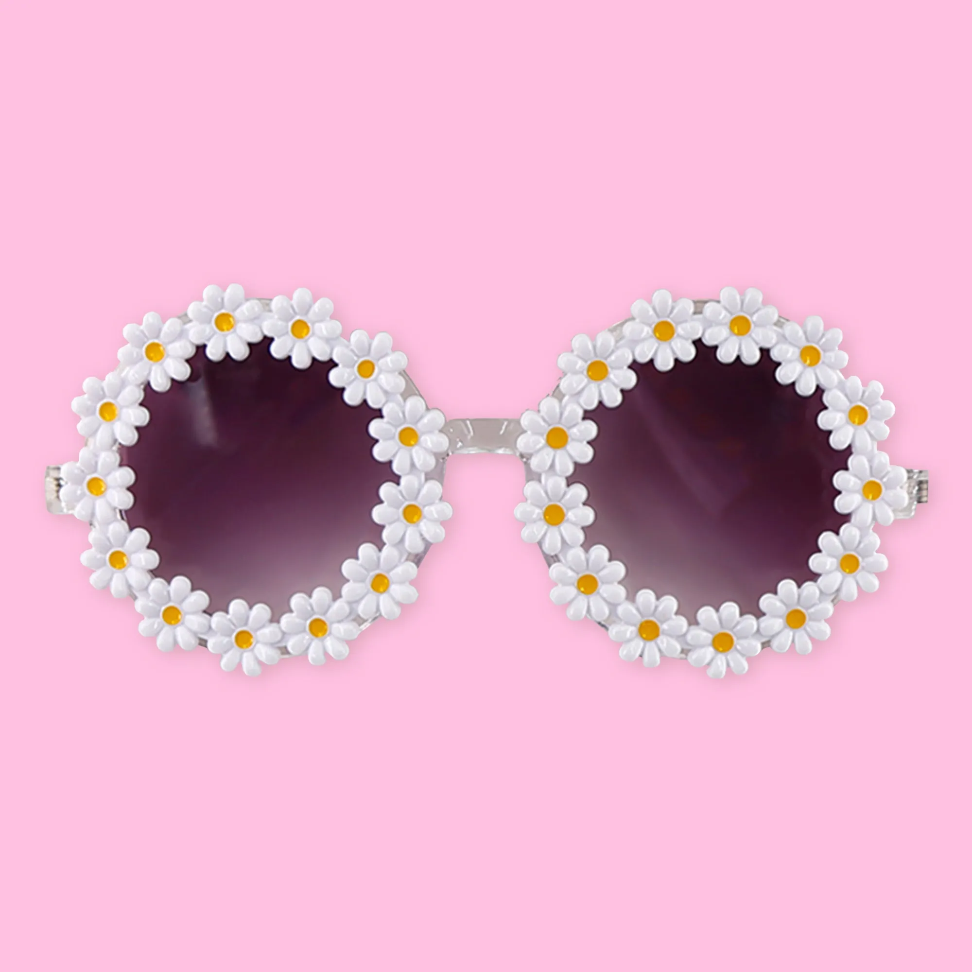 Polka Tots Free Size Bow Headband & Floral Sunglass Set - White