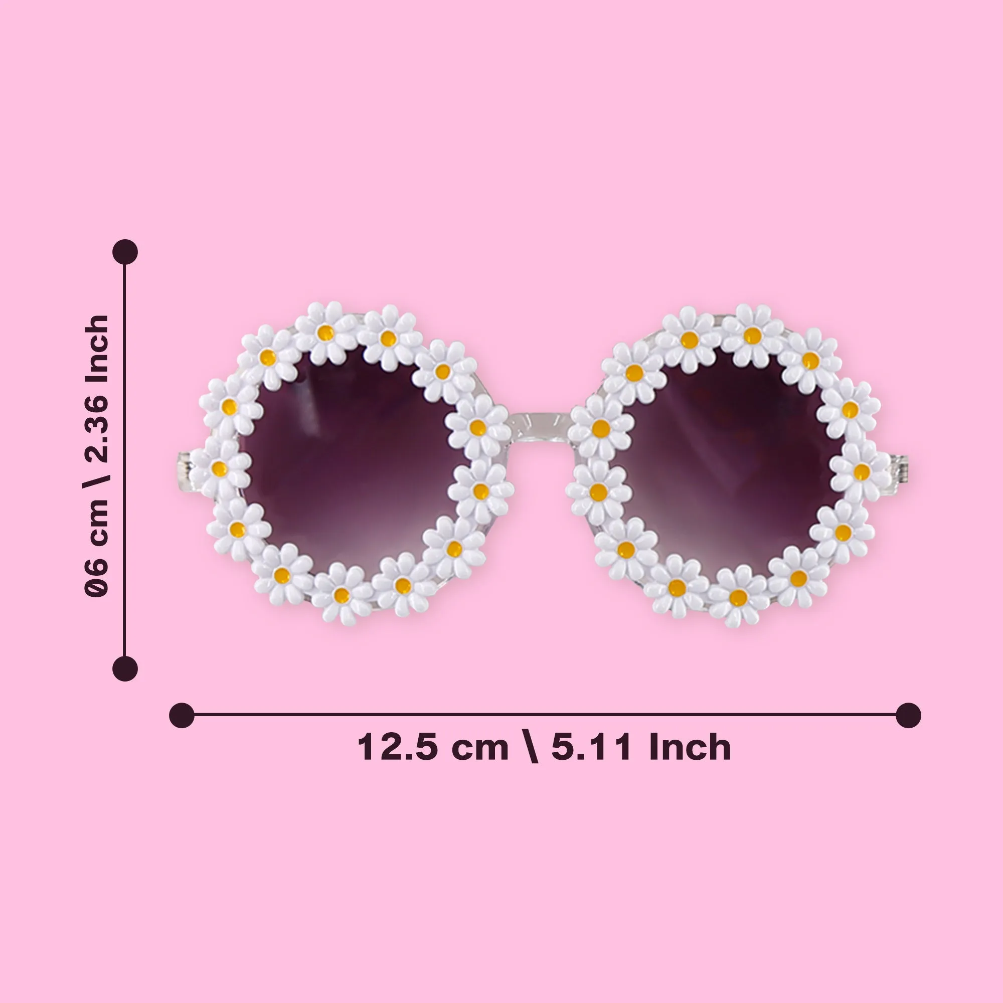 Polka Tots Free Size Bow Headband & Floral Sunglass Set - White